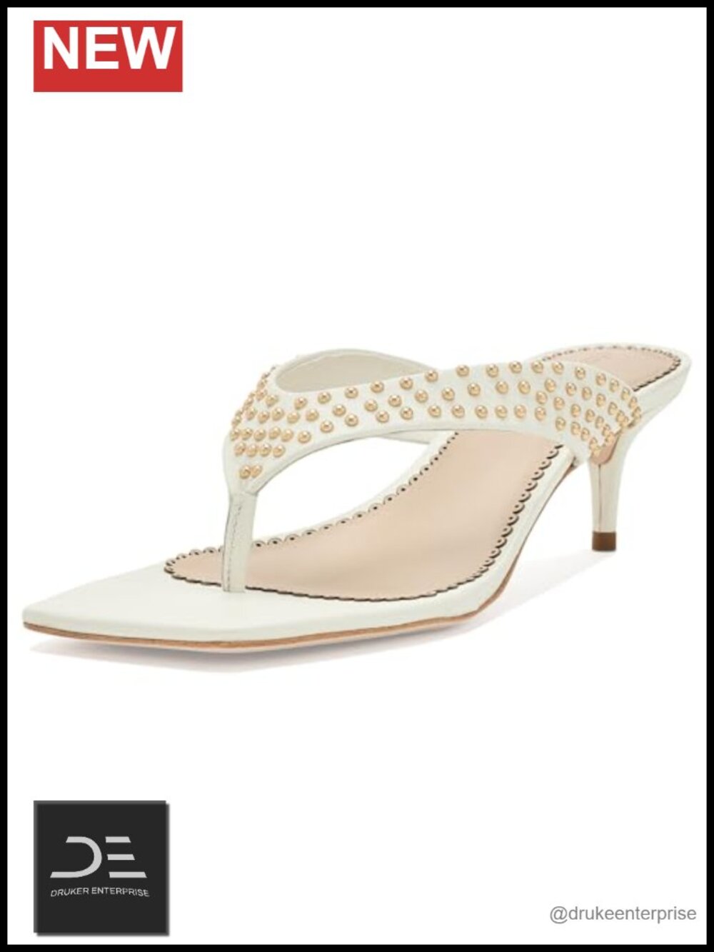 Cinq a Sept Frankie Studded Leather Kitten Heel Sandals